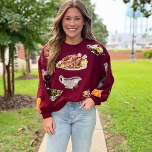 Queen of Sparkles NWT Thanksgiving Turkey Sweatshirt XS